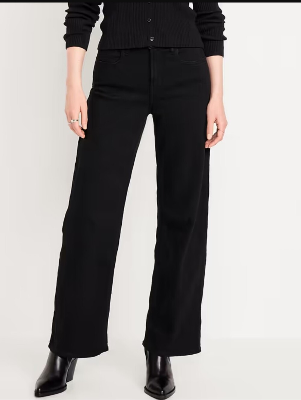 Old Navy Black High Rise Wow Wide Leg Jean's